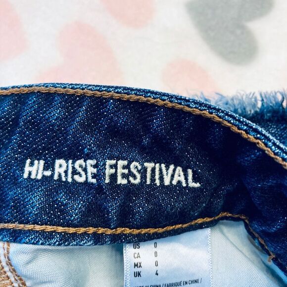 AEO Hi-Rise Festival Denim Blue Jean Shorts Size 0 - Picture 4 of 11